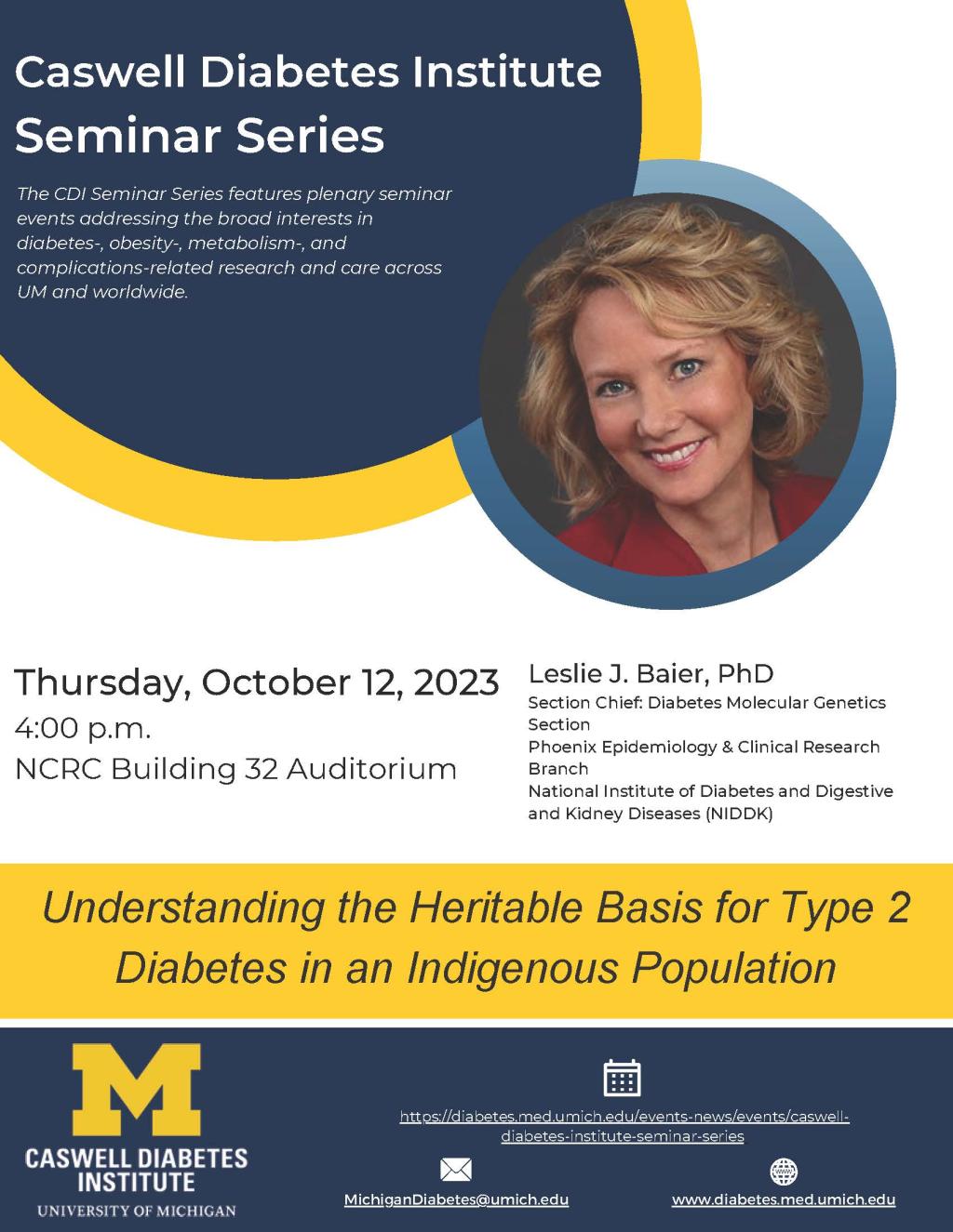 Image of Leslie J. Baier and talk title