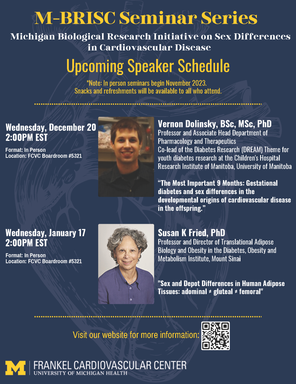 M-BRISC Seminar Series Flyer with speaker images and talk titles