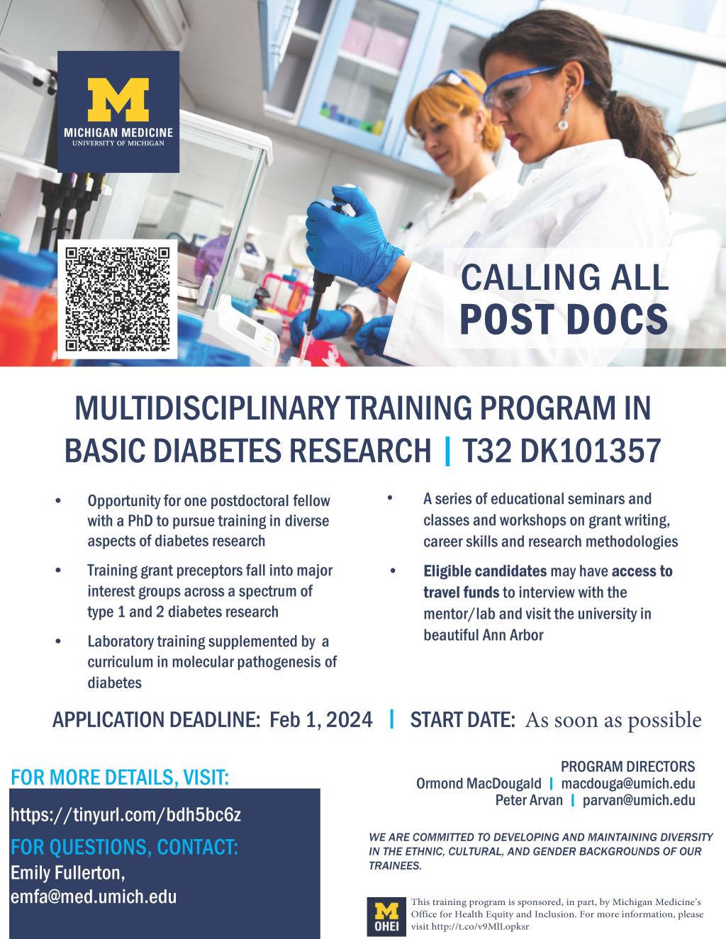 Multidisciplinary Training Program in Basic Diabetes Research Flyer