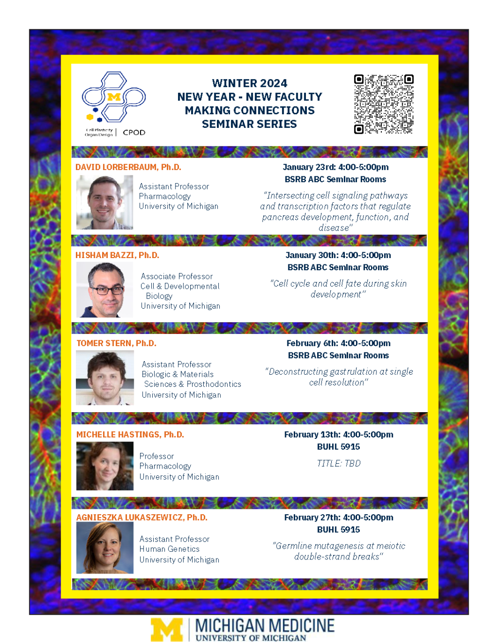 Flyer with images of series speakers