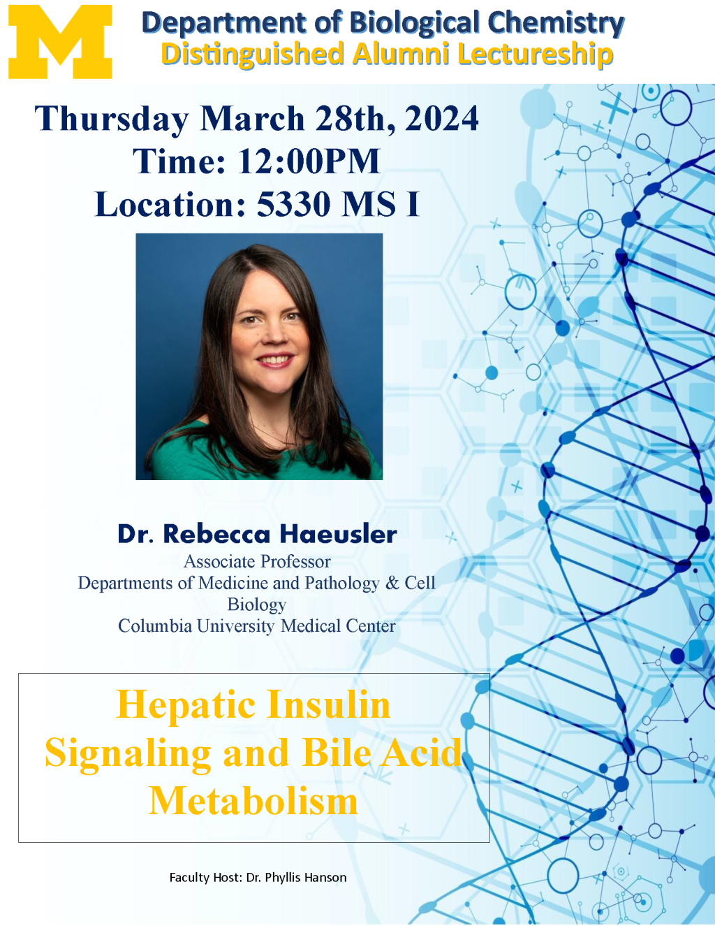 Flyer with image of Dr. Haeusler, talk title and details