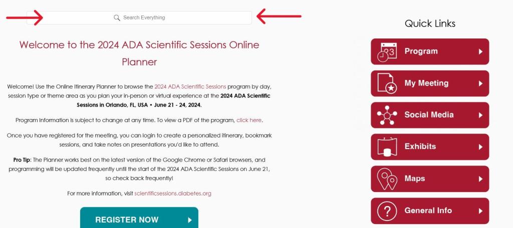 Screenshot of Online planner for ADA