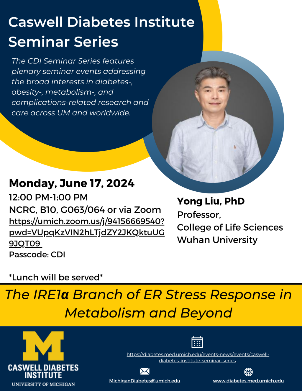 Flyer of Dr. Yong and talk title and information
