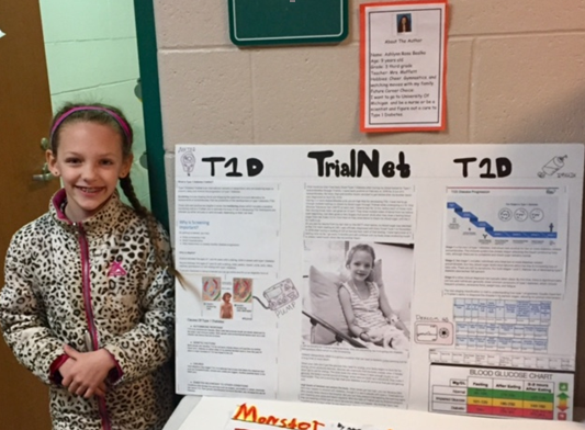 U-M patient Ashlynn B. and her TrialNet science fair project