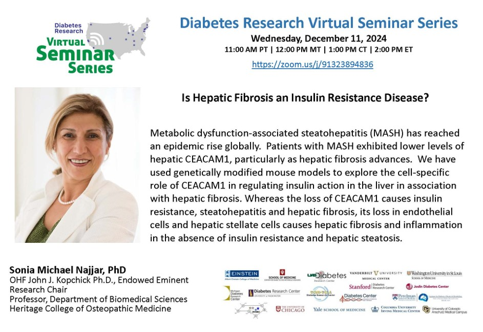 Headshot of Dr. Najjar with talk summary and time