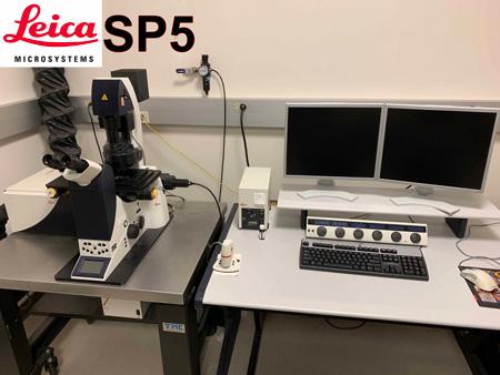 Photo of a Leica SP5 Confocal TCS Microscope in a lab