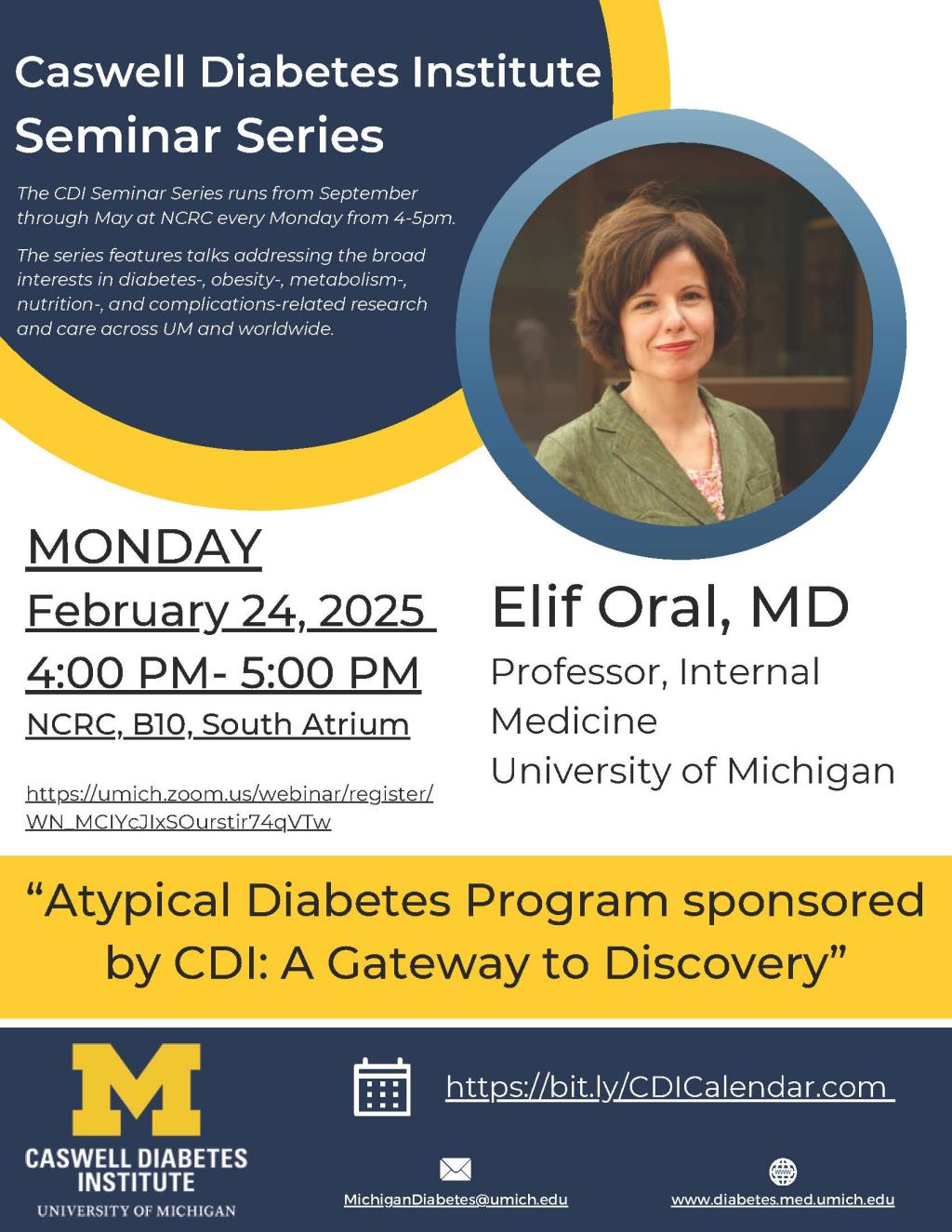 Dr. Oral in green top with talk title and information