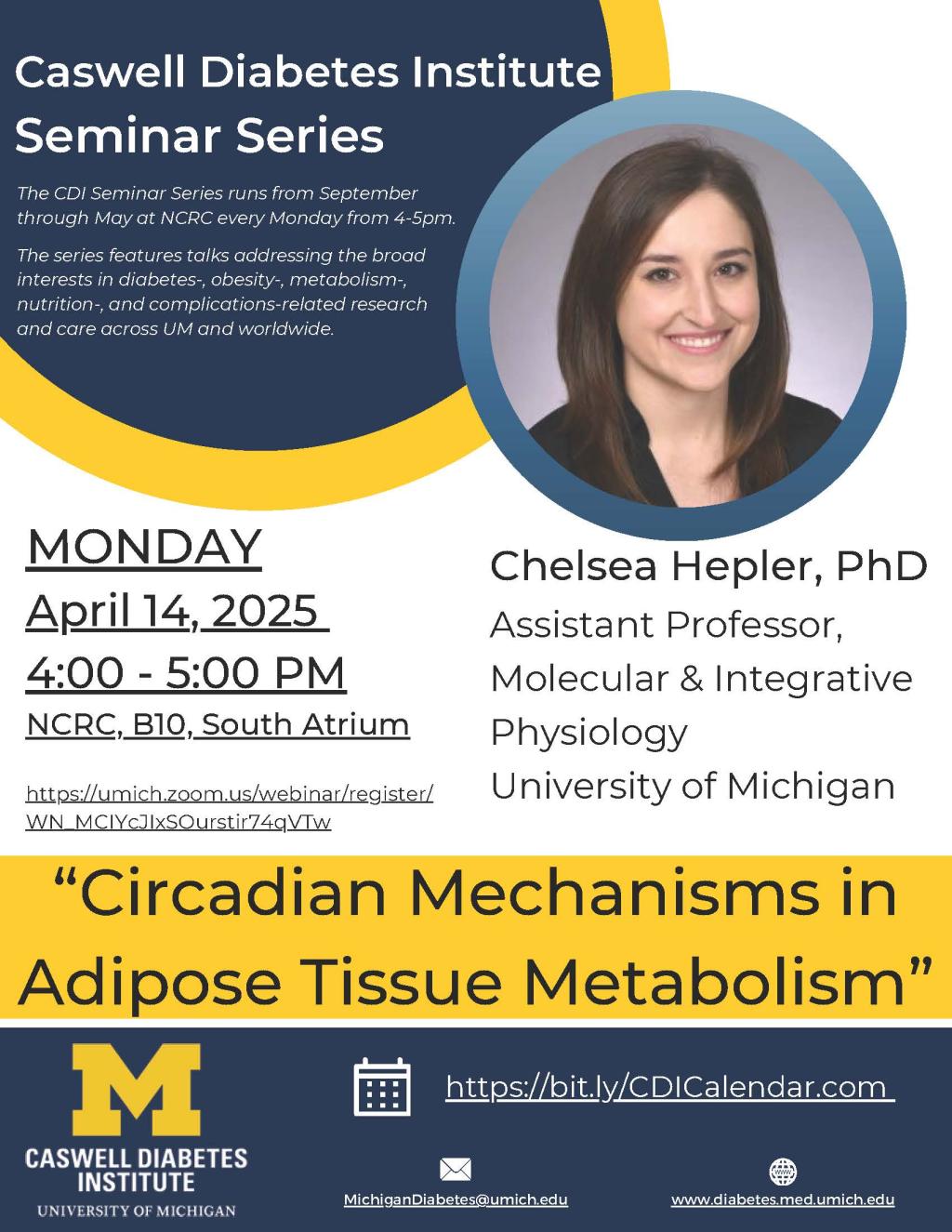 Flyer with headshot of Dr. Hepler smiling and talk details 