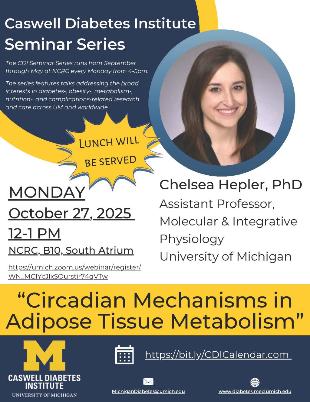 Flyer with headshot of Dr. Hepler along with talk title and details